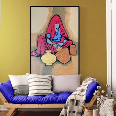 Modern Art Style Canvas Painting by Artist Ashok Jadav 126 x 86 cm